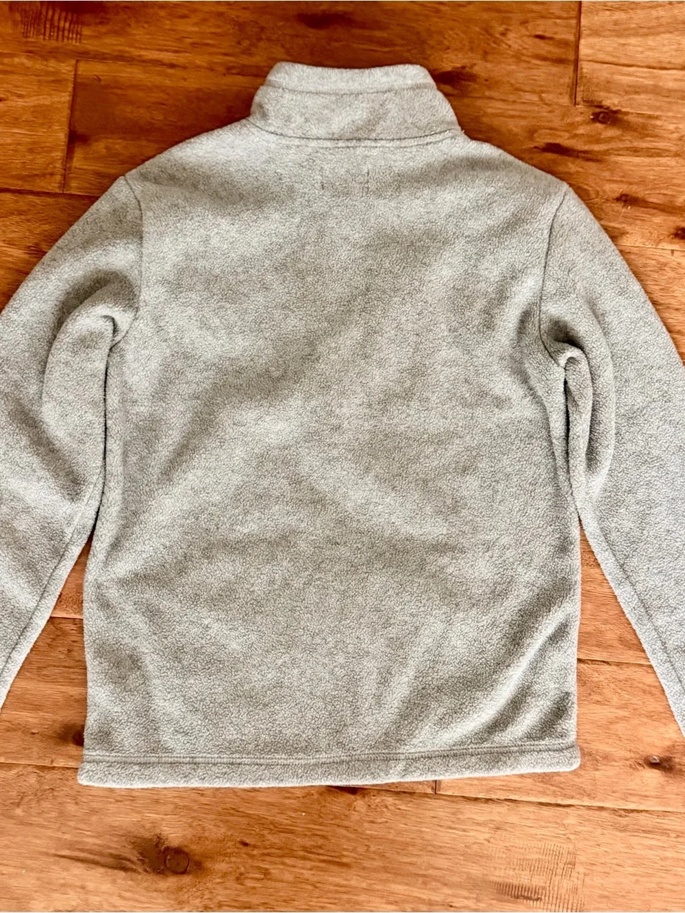 The Children's Place Gray Fleece Zip Pullover with Navy Chest Stripe
